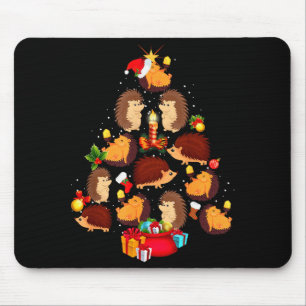 Funny Hedgehogs Christmas Tree Light Pajama Hedgeh Mouse Mat