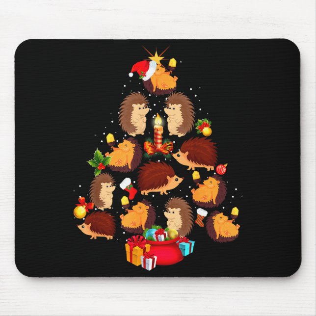 Funny Hedgehogs Christmas Tree Light Pajama Hedgeh Mouse Mat (Front)