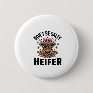 Funny Heifer Cow Floral Butterfly Vintage Design_1 6 Cm Round Badge