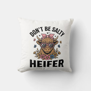 Funny Heifer Cow Floral Butterfly Vintage Design_1 Cushion