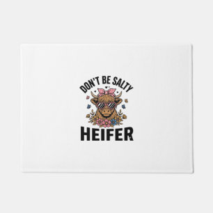 Funny Heifer Cow Floral Butterfly Vintage Design_1 Doormat