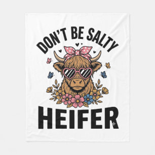 Funny Heifer Cow Floral Butterfly Vintage Design_1 Fleece Blanket