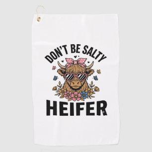 Funny Heifer Cow Floral Butterfly Vintage Design_1 Golf Towel