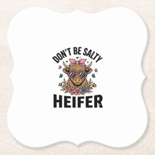 Funny Heifer Cow Floral Butterfly Vintage Design_1 Paper Coaster