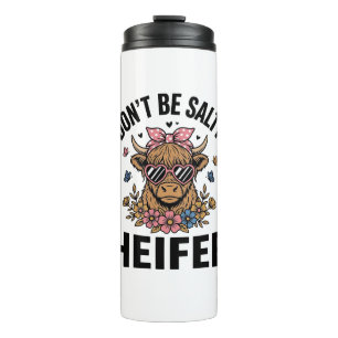 Funny Heifer Cow Floral Butterfly Vintage Design_1 Thermal Tumbler