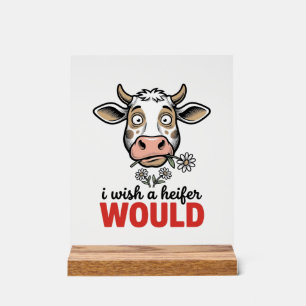 Funny Heifer Cow Vintage Engraving Shirt Design_1 Acrylic Sign