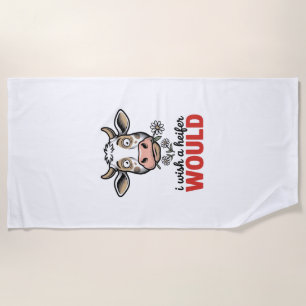 Funny Heifer Cow Vintage Engraving Shirt Design_1 Beach Towel