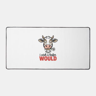 Funny Heifer Cow Vintage Engraving Shirt Design_1 Desk Mat