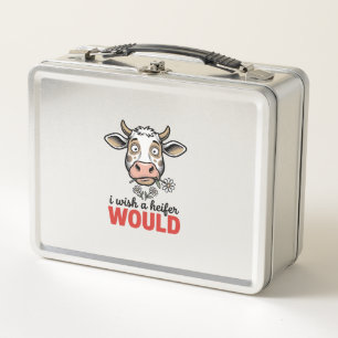 Funny Heifer Cow Vintage Engraving Shirt Design_1 Metal Lunch Box