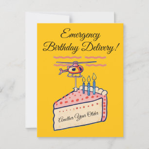 Funny Helicopter Birthday Cake Delivery Art Postcard