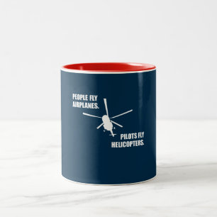 Funny Helicopter Pilot Flying Aeroplane Aviation Two-Tone Coffee Mug