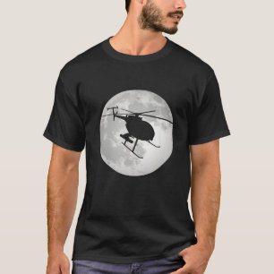 Funny Helicopter Pilot Full Moon Aviation Flying T-Shirt