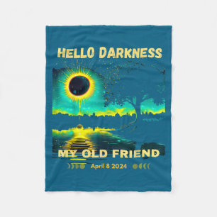 Funny Hello Darkness Friend Solar Eclipse Fleece Blanket