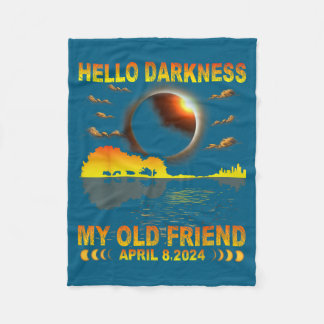 Funny Hello Darkness Friend Solar Eclipse Fleece Blanket