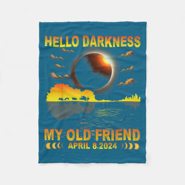 Funny Hello Darkness Friend Solar Eclipse Fleece Blanket (Front)