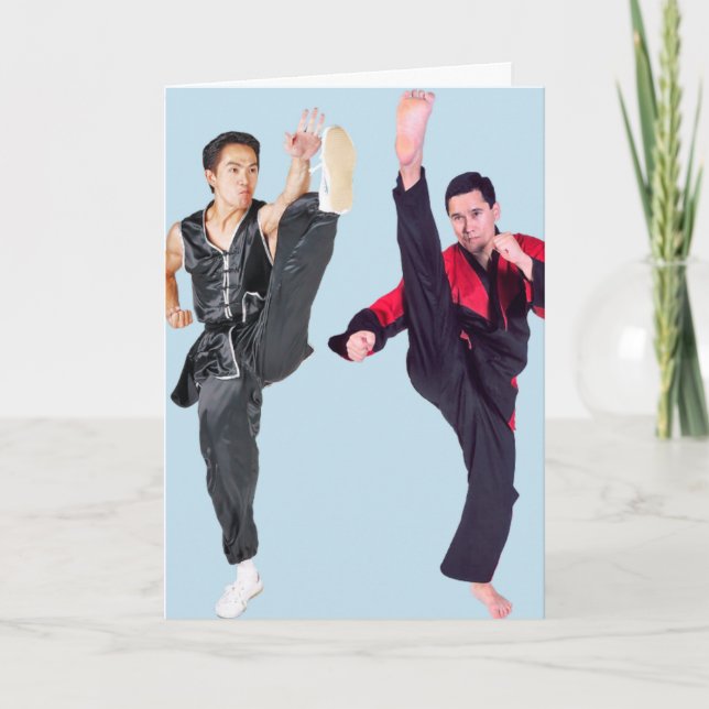FUNNY HELLO MARTIAL ARTS KARATE GREETING CARD (Front)