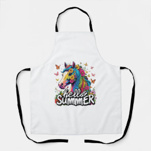 Funny Hello Summer Horse Apron