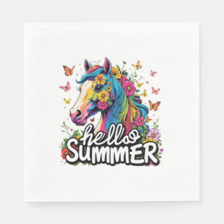 Funny Hello Summer Horse Napkin
