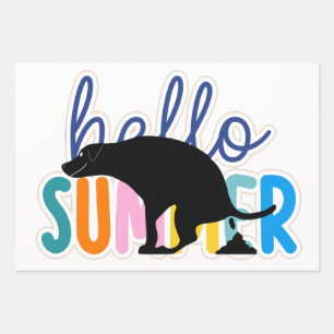 Funny "Hello Summer" Pooping Lab Wrapping Paper