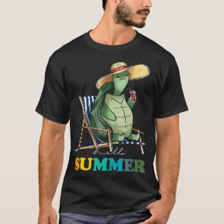 Funny Hello Summer Turtle  Summertime beach  T-Shirt