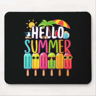 Funny Hello Summer Vacation Popsicle Ice Lolly Ice Mouse Mat