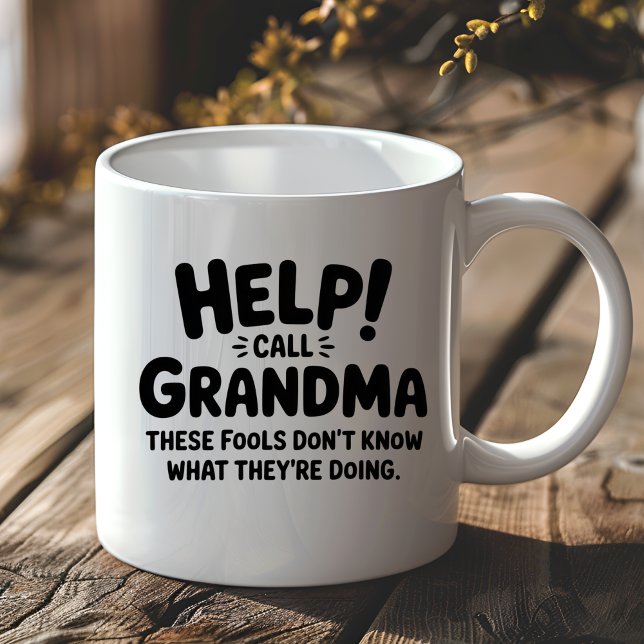 Funny Help Call Grandma Gift Grandmother  Coffee Mug (Creator Uploaded)