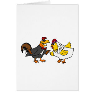 Funny Hen Bride and Rooster Groom Wedding