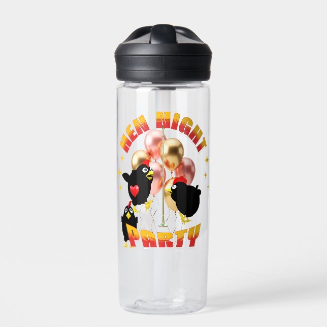 Funny Hen Night Party Chickens Design Water Bottle (Front)
