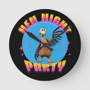 Funny Hens Night Chicken Party Humour Round Clock