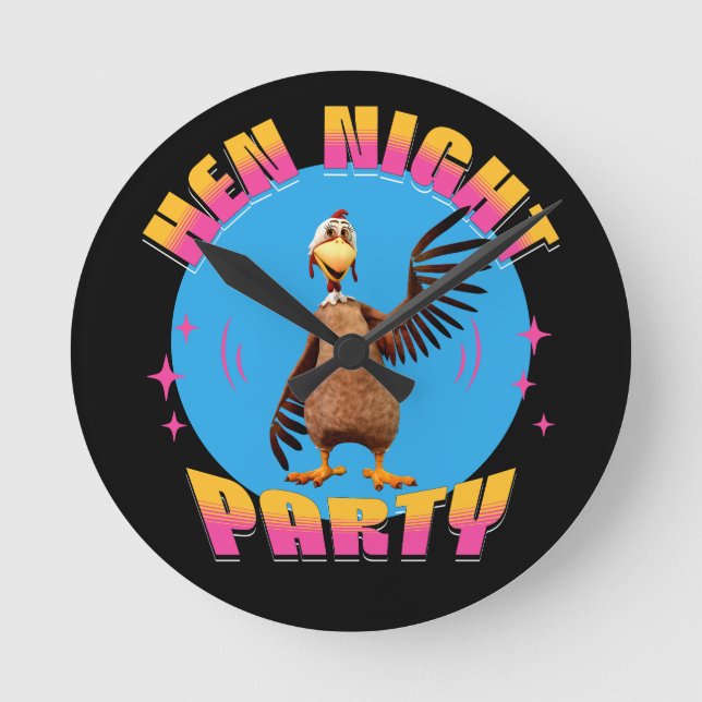 Funny Hens Night Chicken Party Humour Round Clock (Front)