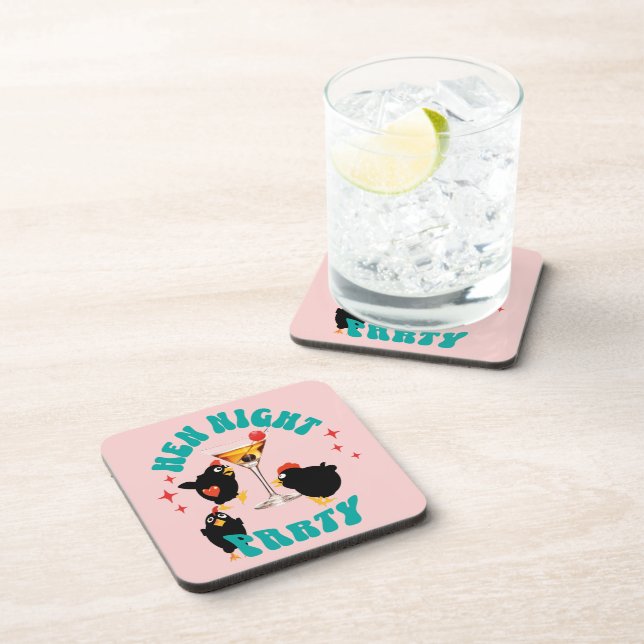 Funny Hens Night Party Funny Chicken  Coaster (Right Side)