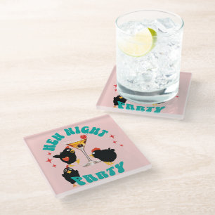 Funny Hens Night Party Funny Chicken  Glass Coaster