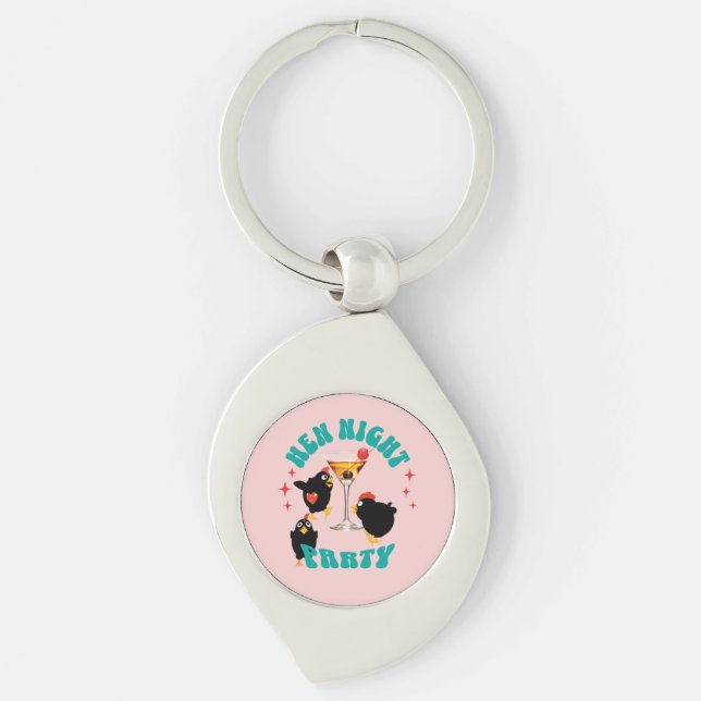 Funny Hens Night Party Funny Chicken  Key Ring (Front)