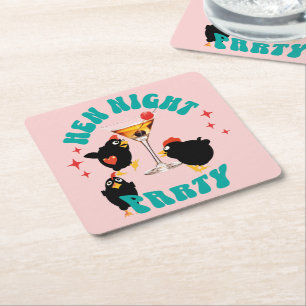 Funny Hens Night Party Funny Chicken Square Paper Coaster