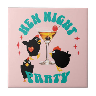 Funny Hens Night Party Funny Chicken  Tile
