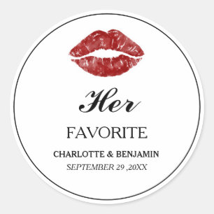 Funny  Her Favourite Wedding Favour Classic Round Sticker