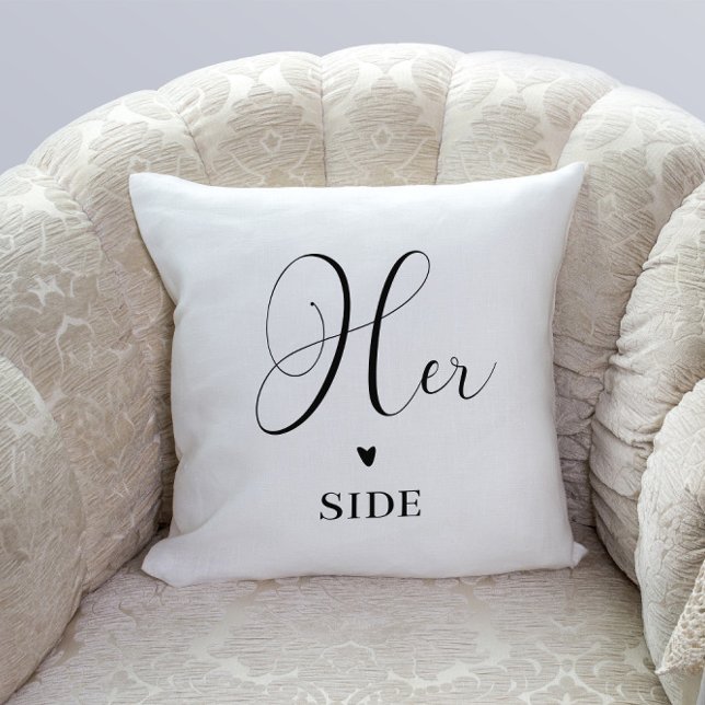 Funny Her side Black & White Throw Pillow (Creator Uploaded)