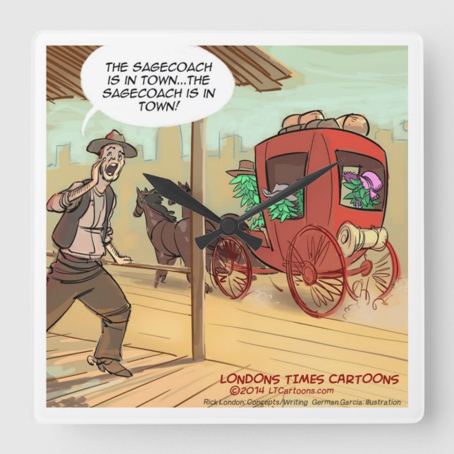 Funny Herbal Sage Coach Is In Town Wall Clock (Front)