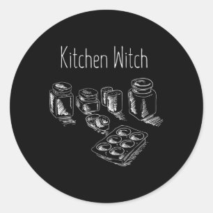 Funny Herbalist Kitchen Witch Halloween Cooking Ch Classic Round Sticker