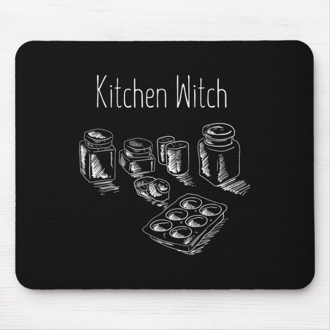 Funny Herbalist Kitchen Witch Halloween Cooking Ch Mouse Mat (Front)