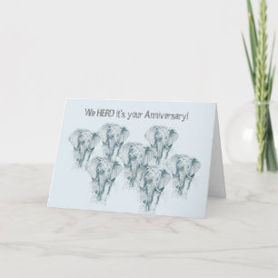 Funny Herd of Elephants "Happy Anniversary!" Card