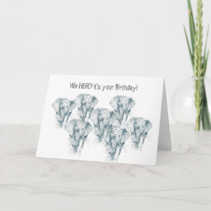 Funny Herd of Elephants "Happy Birthday!" Card
