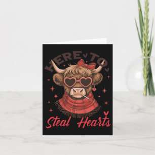 Funny Here To Steal Hearts Valentine’s Day Cow Cut Card