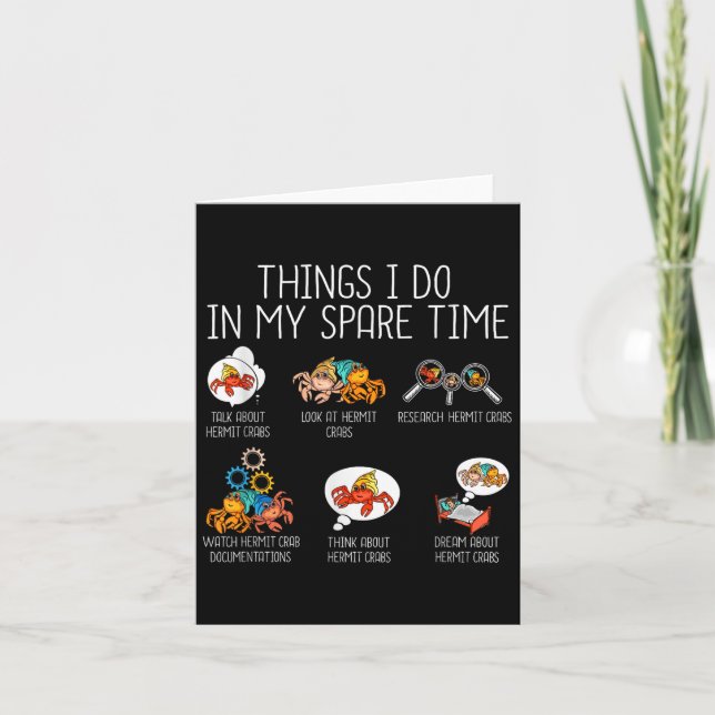 Funny Hermit Crab Pet Gifts Uni-adults Black Humou Card (Front)