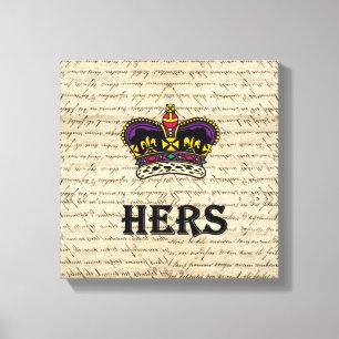 Funny hers text & crown canvas print