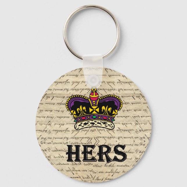 Funny hers text & crown key ring (Front)