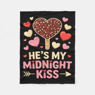 Funny Hes My Midnight Kiss Valentine Matching Coup Fleece Blanket