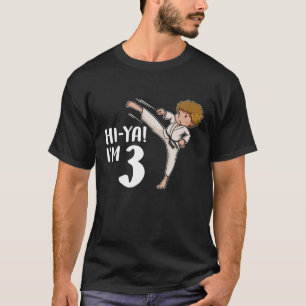 Funny Hi-Ya I'm 3 Birhday Karate Black Belt Martia T-Shirt