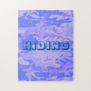 Funny Hidden Text Pastel Blue Camo Jigsaw Puzzle