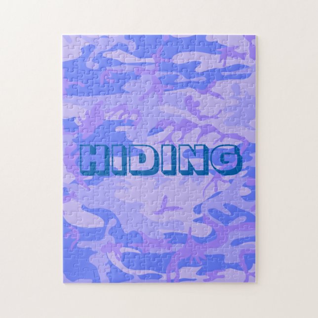 Funny Hidden Text Pastel Blue Camo Jigsaw Puzzle (Vertical)